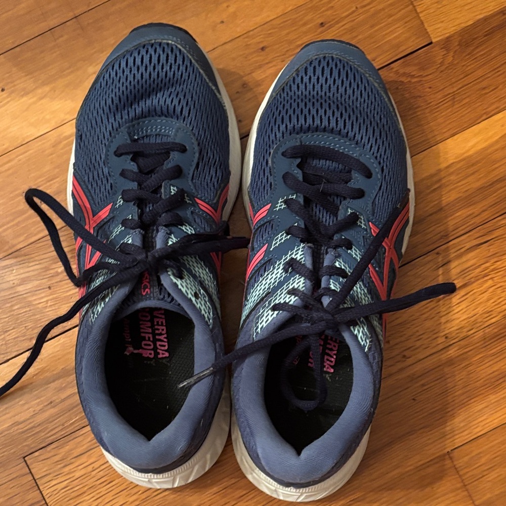 ASICS Women's Navy and Coral Athletic Sneakers size 6.5